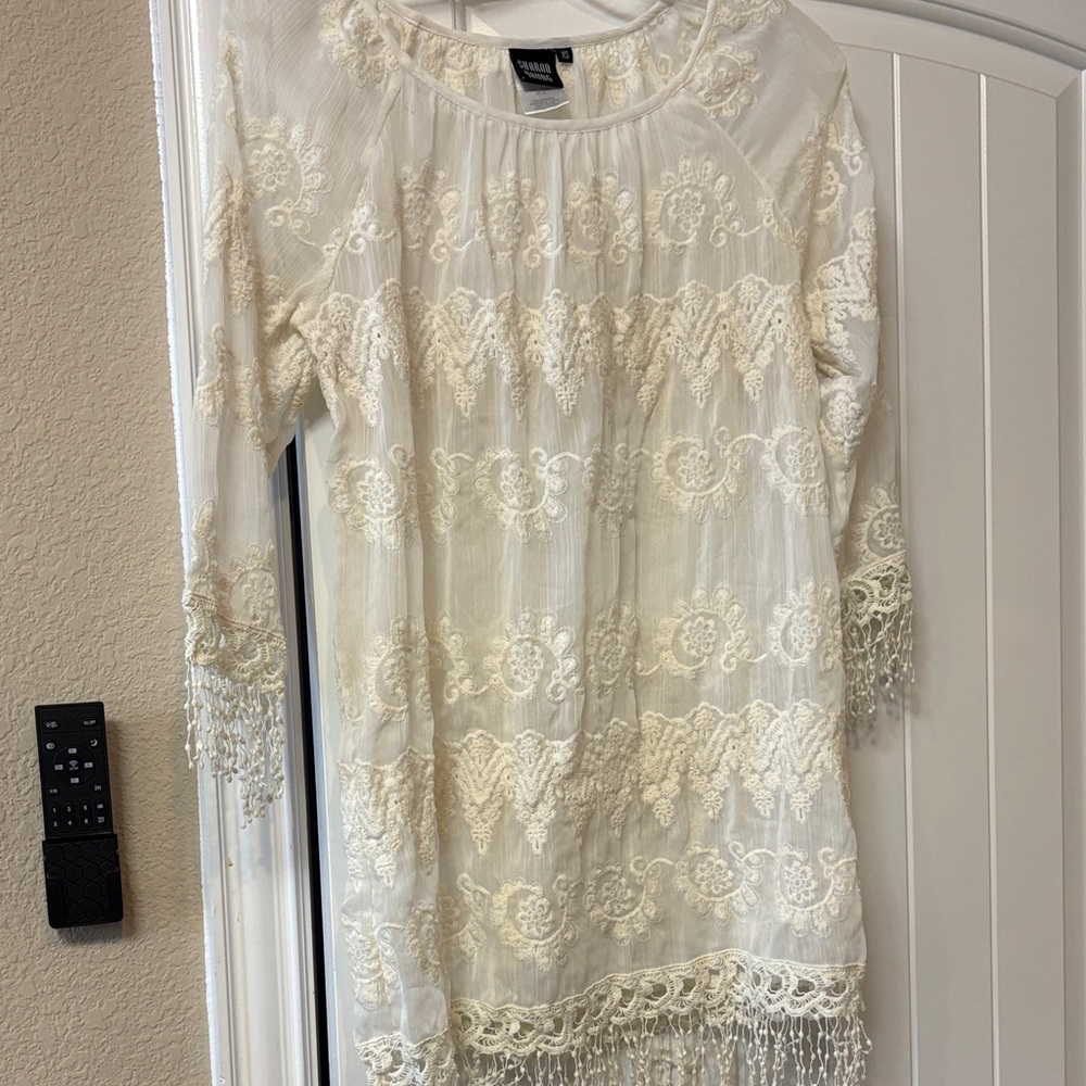 Sharon Young - Cream Lace swim cover up